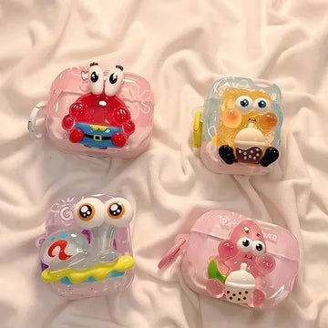 Cute Cartoon Earphone Case for Apple AirPods 4 Case Fresh Candy Color Case for Airpods 1 2 3 Pro Pro2 Protective Cover with Hook